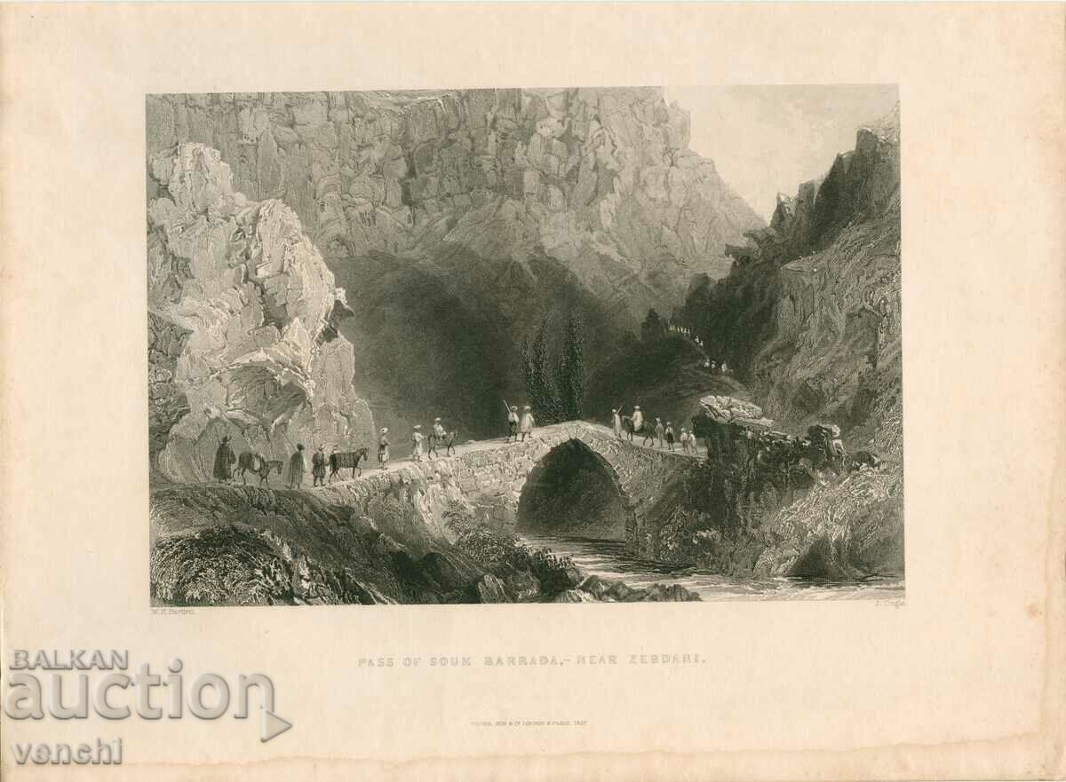 1838 - ENGRAVING - BARADA BRIDGE - ORIGINAL