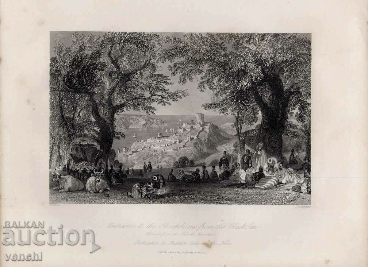 1838 - GRAVURA - Intrarea in Bosfor de la Marea Neagra - ORIGINAL