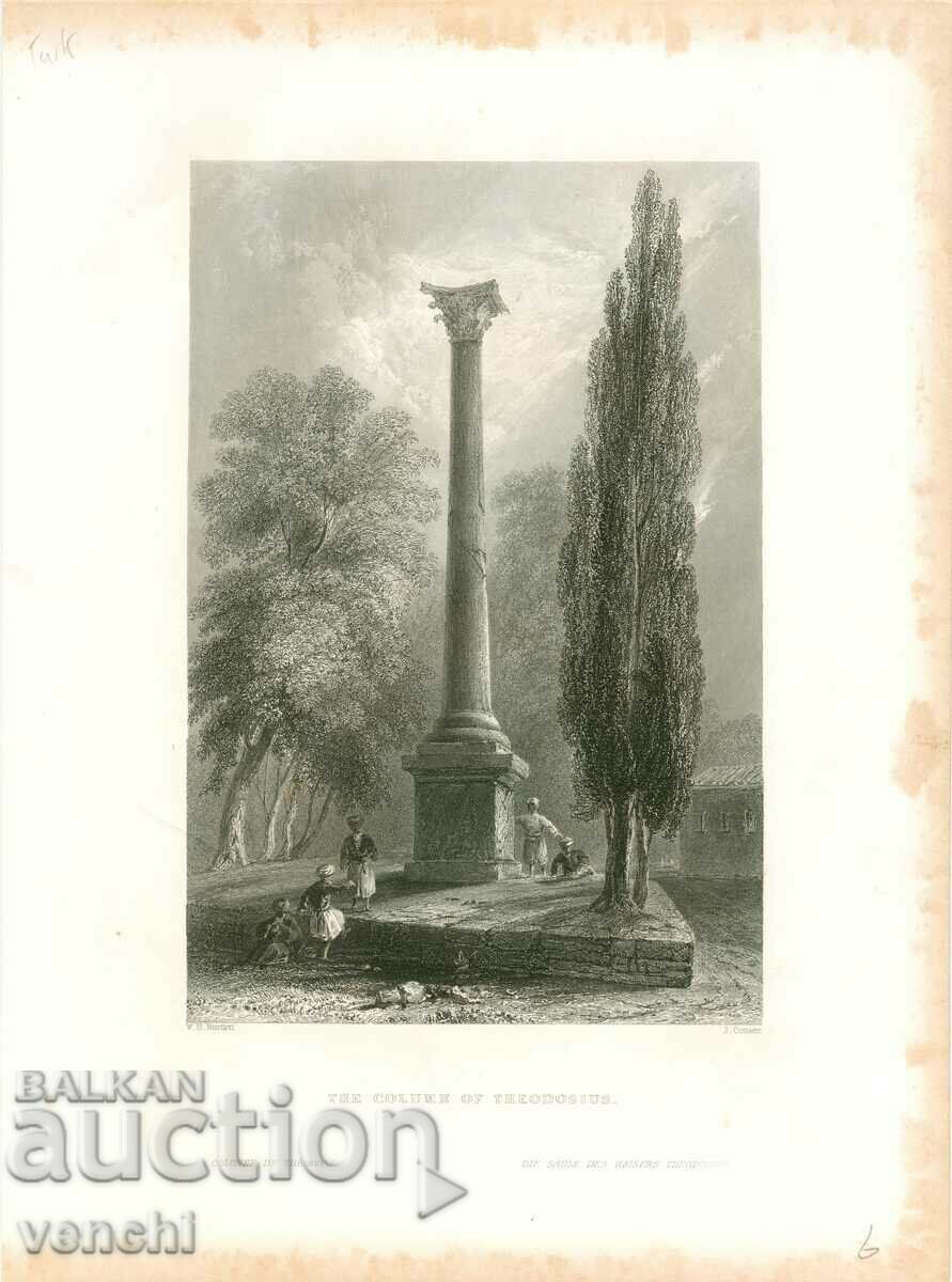 1838 - ENGRAVING - The Column of Theodosius - ORIGINAL