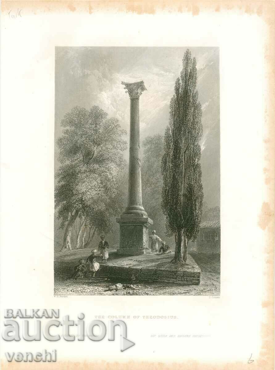 1838 - ГРАВЮРА - Колоната на Теодосий - ОРИГИНАЛ +