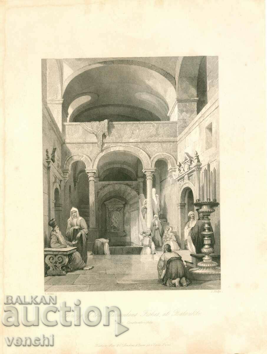 1836 - ГРАВЮРА - Свещеният извор в Истанбул - ОРИГИНАЛ