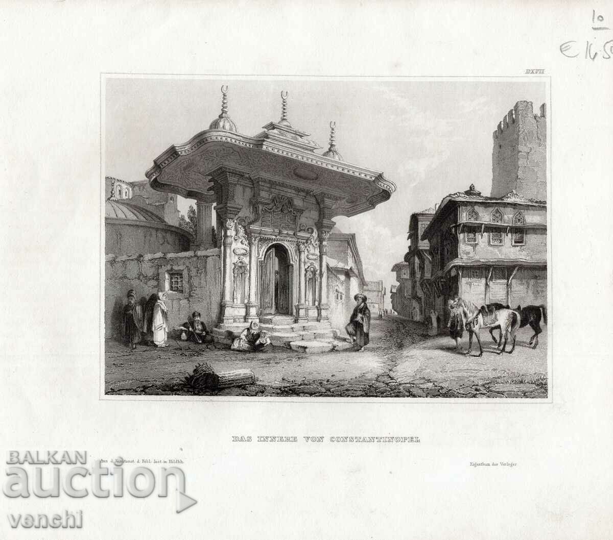 1838 - ENGRAVING - Gate of the Hagia Sophia Mosque - ORIGINAL
