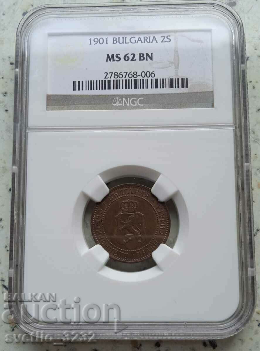 2 cents 1901 MS 62 BN NGC