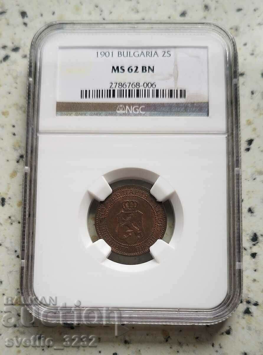 2 стотинки 1901 MS 62 BN NGC 2 стотинки 1901 MS 62 BN NGC