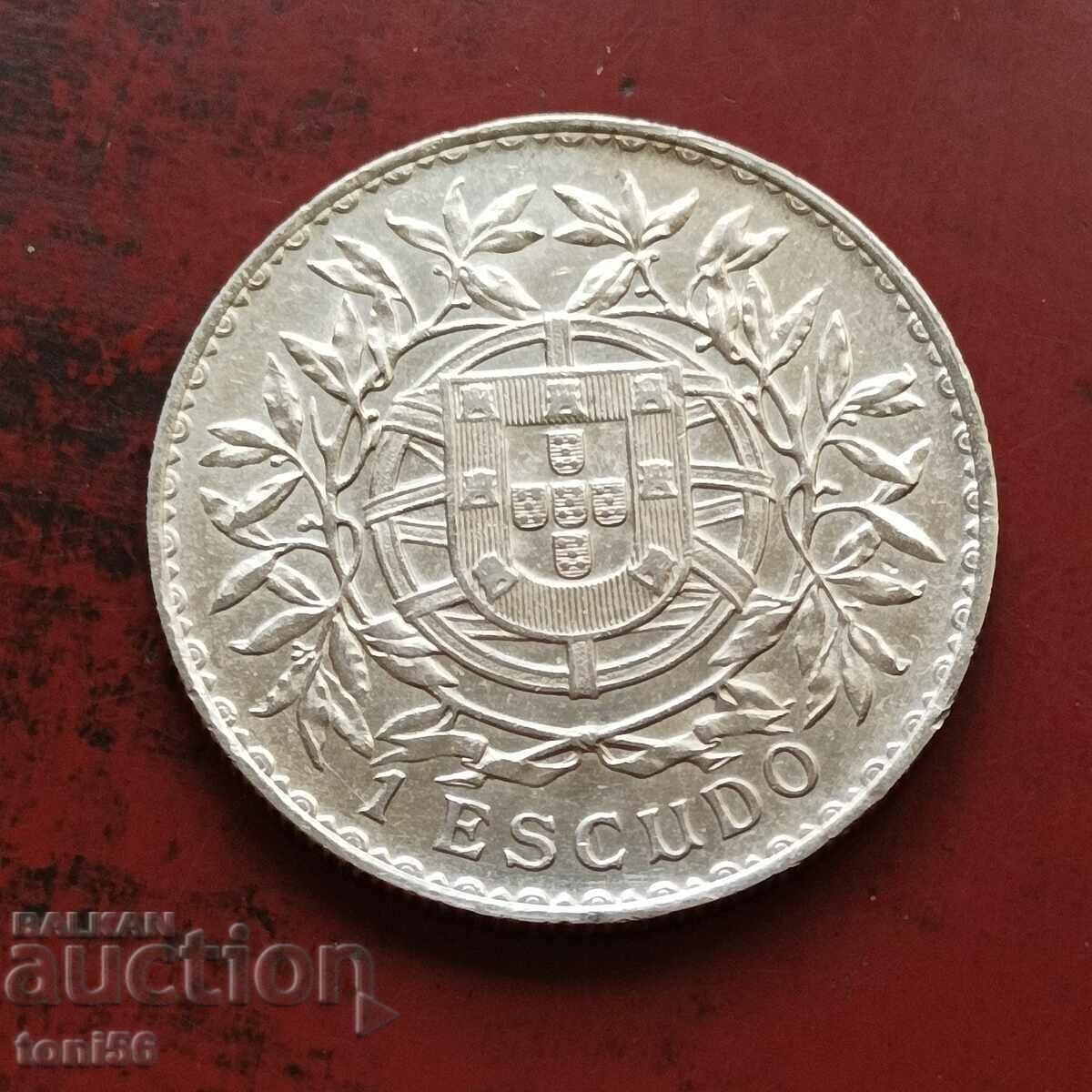 Portugal 1 Escudo 1916 UNC - Silver