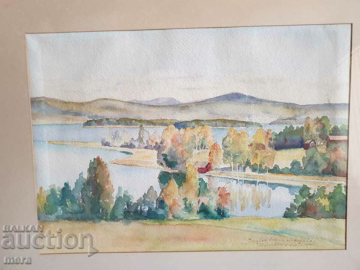 Old author's watercolor - dated 1945 with price 140.00 BGN | € 71.58