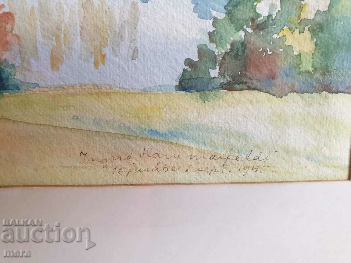 Auction  Old author's watercolor - dated 1945