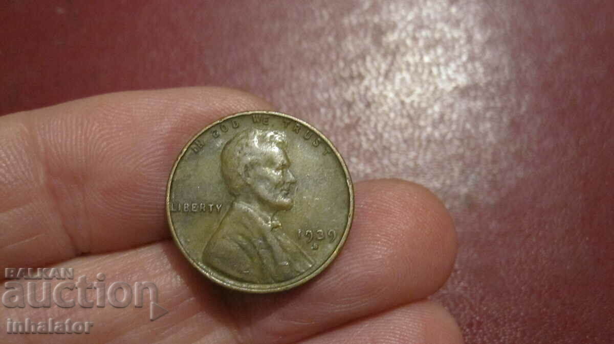 1939 год  буква S  1 цент САЩ