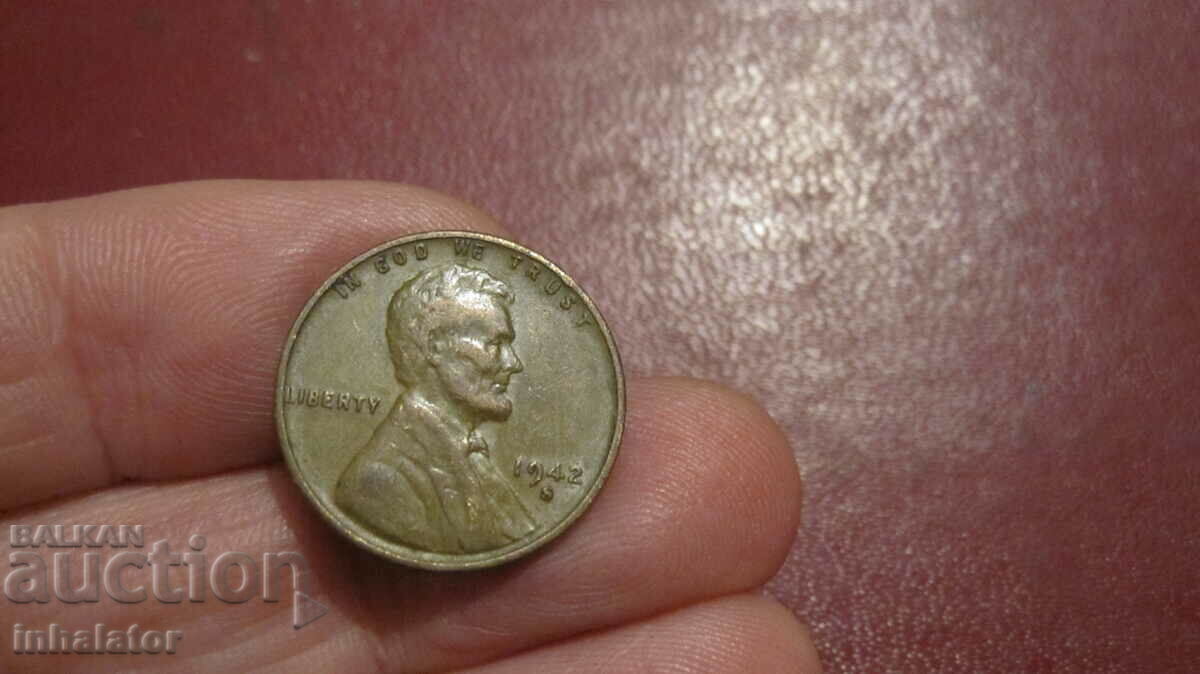 1942 год 1 цент САЩ буква S