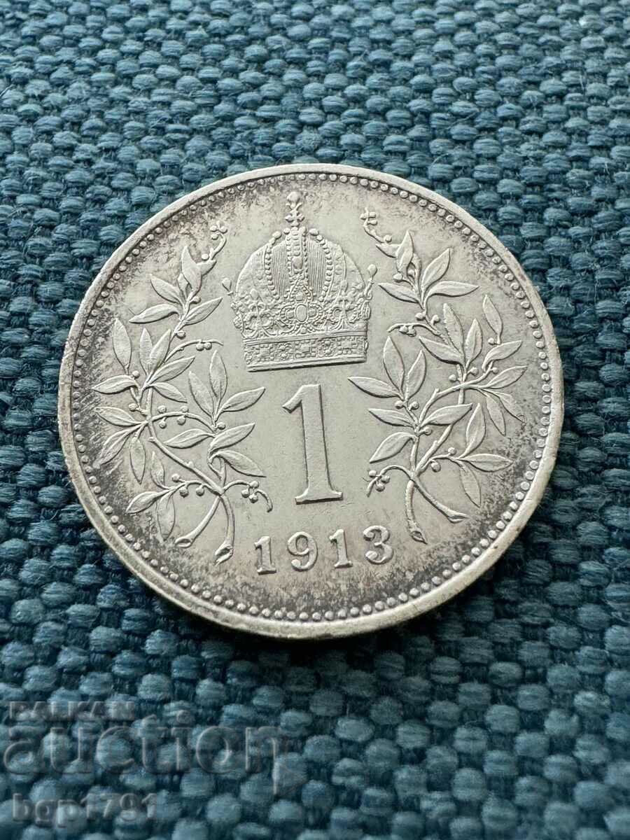 1 στεφάνι 1913 Αυστρία ασήμι
