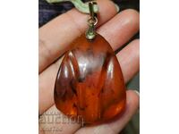 Russian (USSR) silver pendant with amber