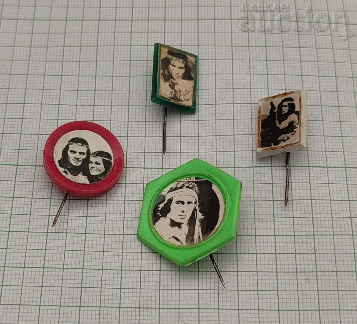 Gojko Mitic Pierre Brice Badges Lot of 4 Pieces 196..s