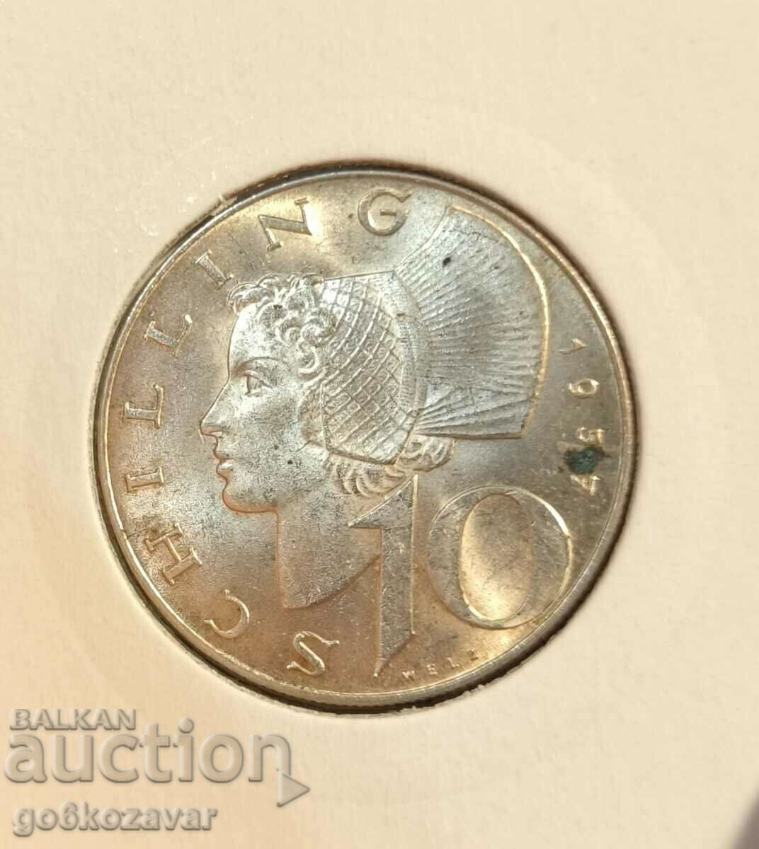Austria 10 Shillings 1957 Silver! UNC