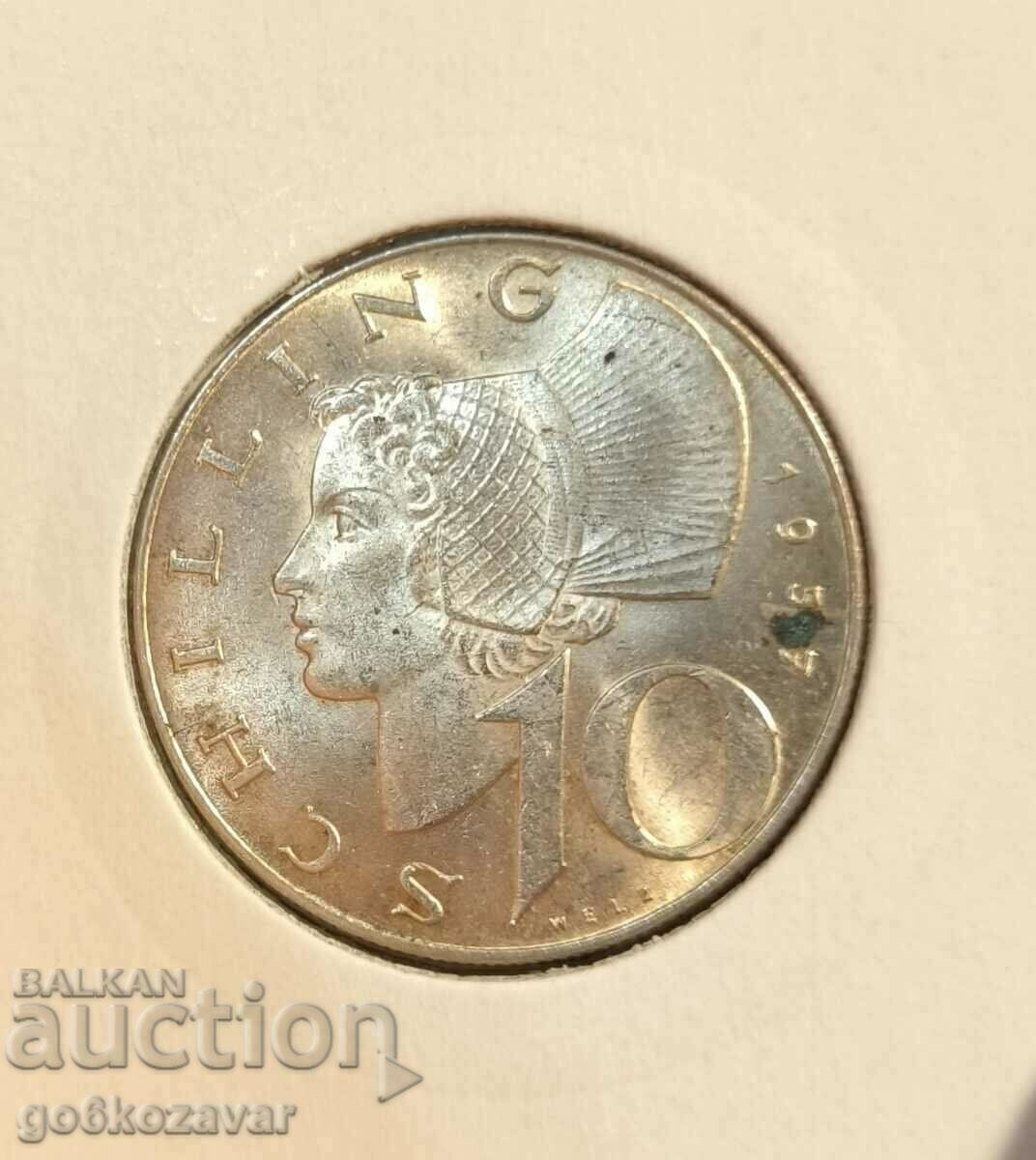 Austria 10 șilingi 1957 Argint! UNC