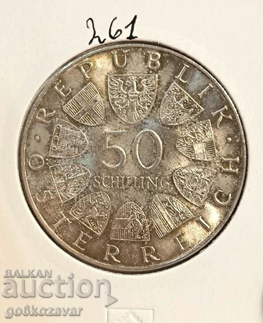 Austria 50 șilingi 1972 Argint 0.900 din fișa UNC
