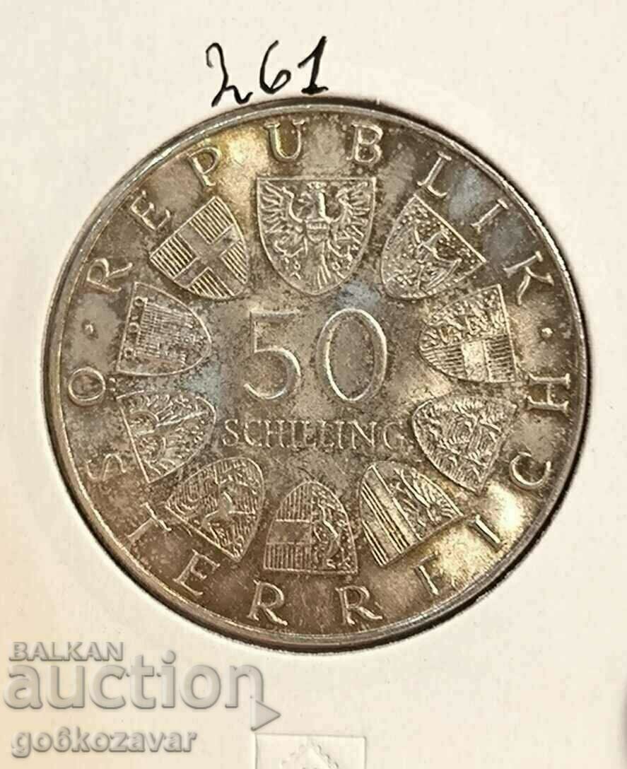 Австрия 50 шилинга 1972г Сребро 0,900 от фишек UNC