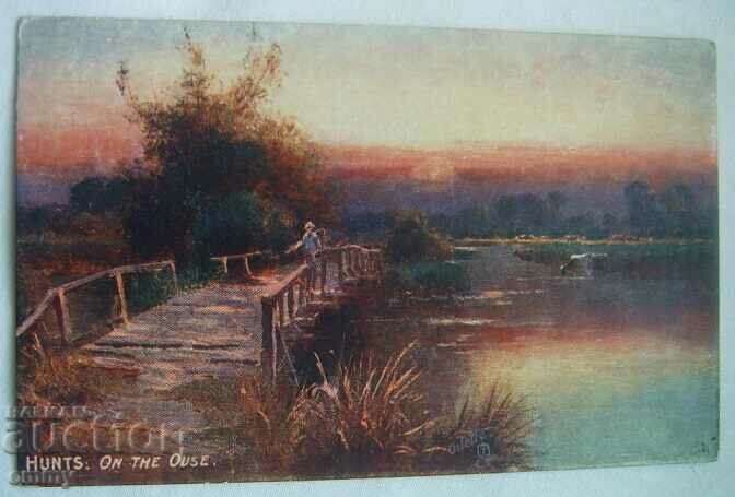 Παλιά καρτ ποστάλ 1914 - ταξίδεψε, με σφραγίδα
