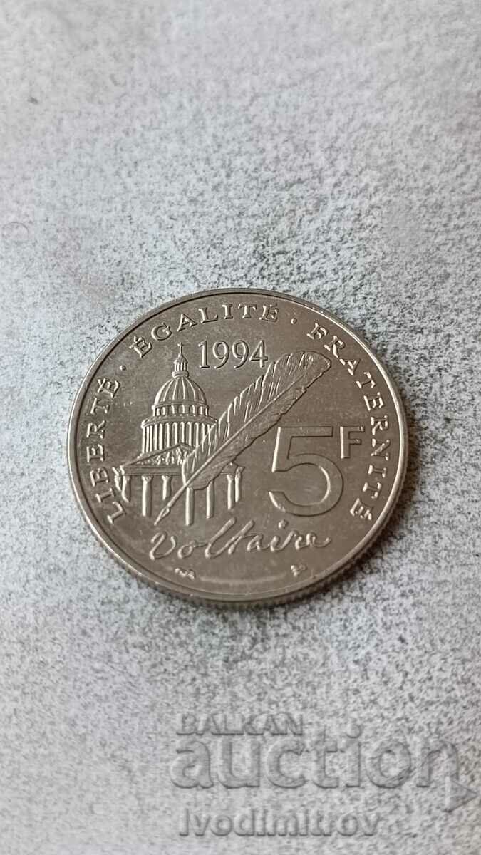 France 5 francs 1994 300 years since the birth of Voltaire