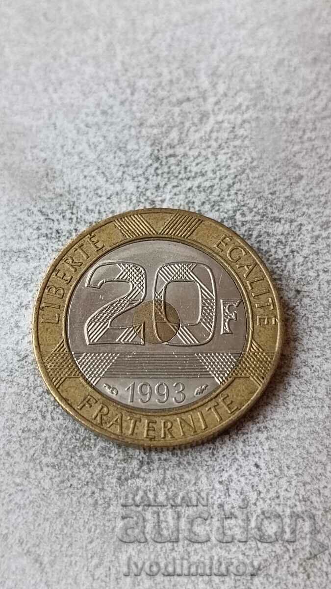Franța 20 de franci 1993