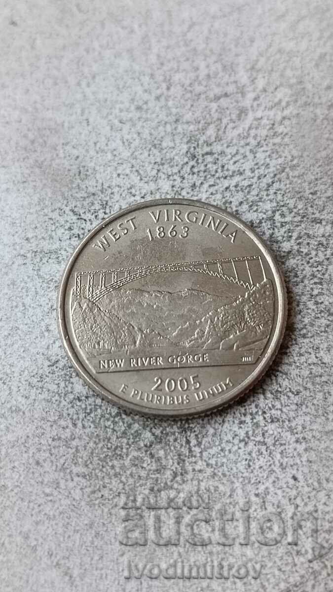 SUA 25 de cenți 2005 P West Virginia