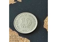 Moneda de 10 cenți din Malaya, 1950