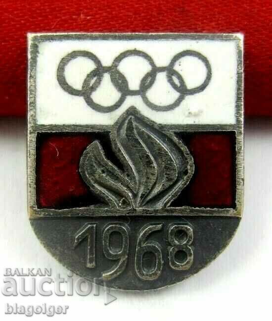 ПОЛША НОК-Олимпийска значка-Олимпиада Мексико 1968-Винт
