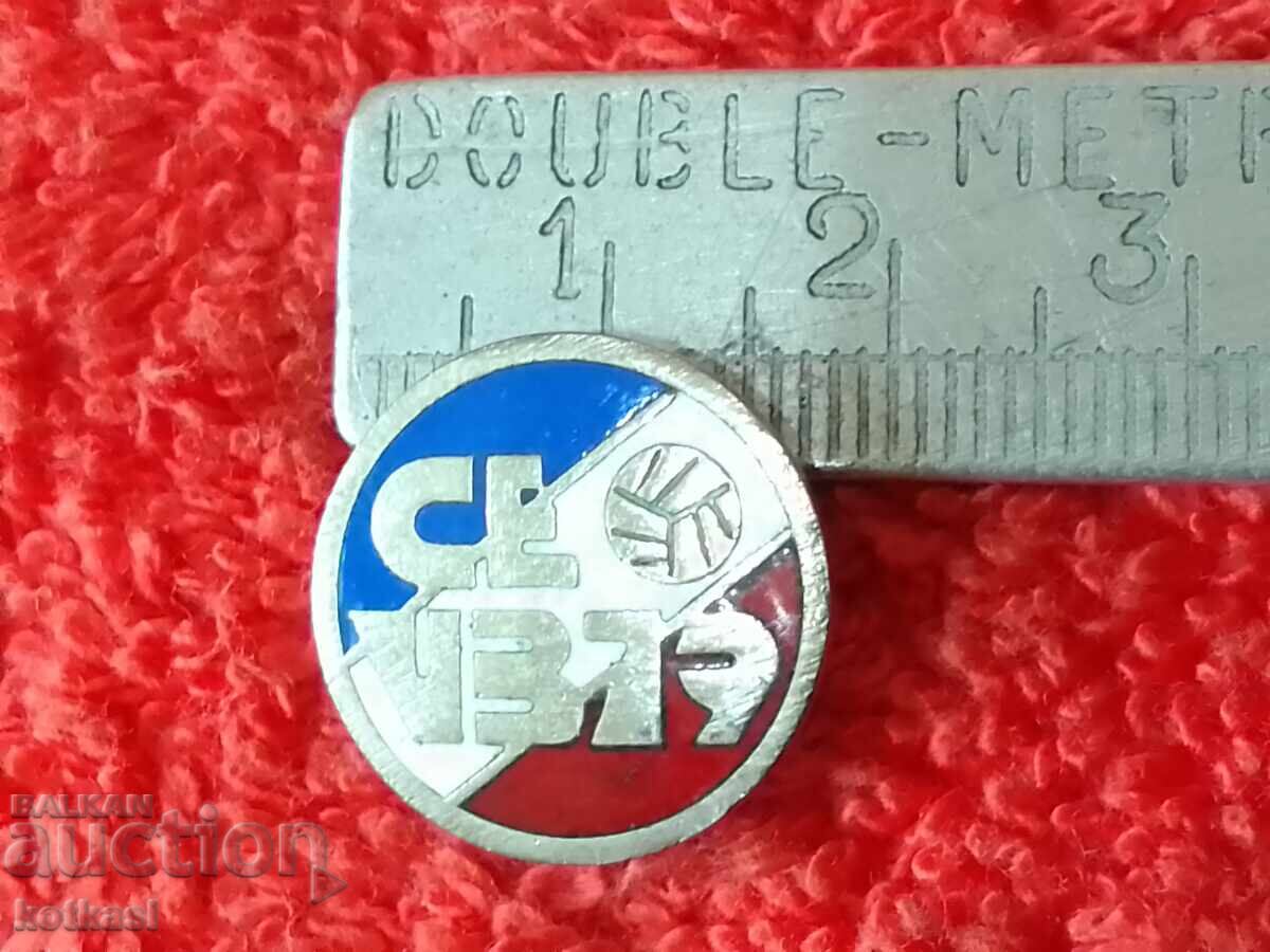 Old metal social sports Badge Volleyball