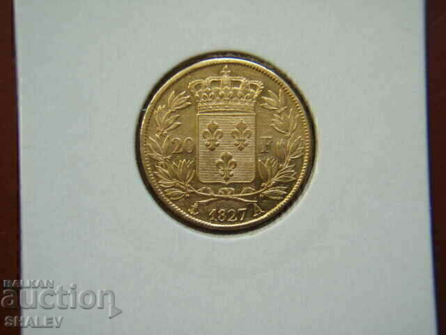 20 franci 1827 A Franța (20 franci Franța) - AU (aur) cu preț € 924.89 | 1808.93 BGN