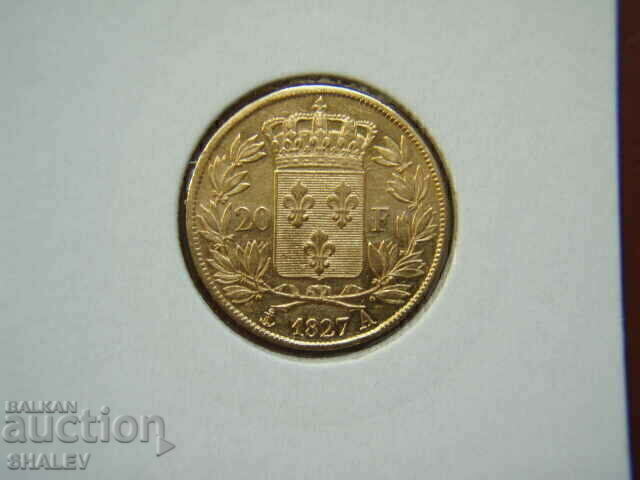 Livrarea 20 franci 1827 A Franța (20 franci Franța) - AU (aur)