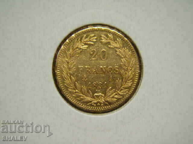 20 Francs 1831 France /2 - AU (gold)