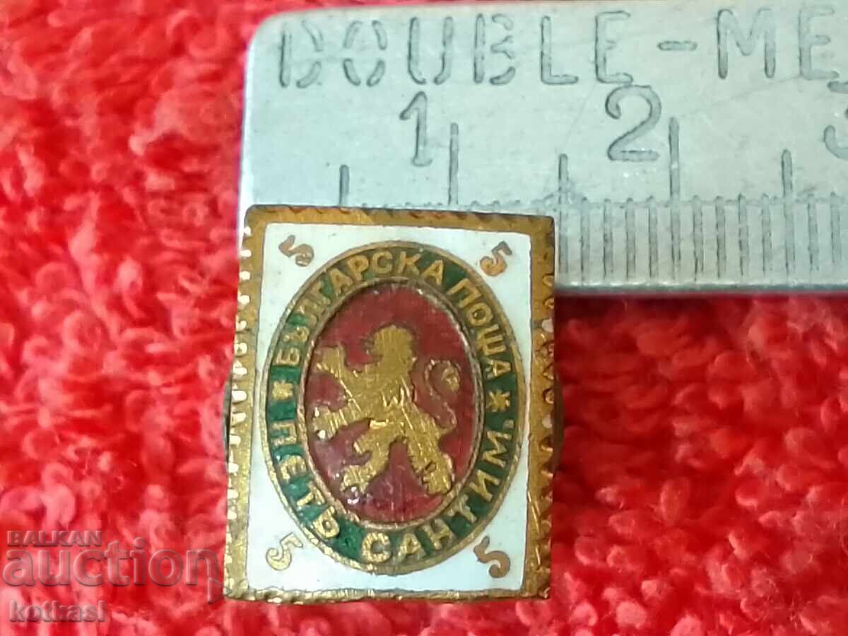 Old Bronze Badge Screw Enamel 5 Five Centime Bull Post Old Bronze Badge Screw Enamel 5 Five Centime Bull Post