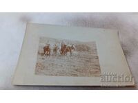 Fotografie Patru ofițeri pe cai pe frontul PSV 1917