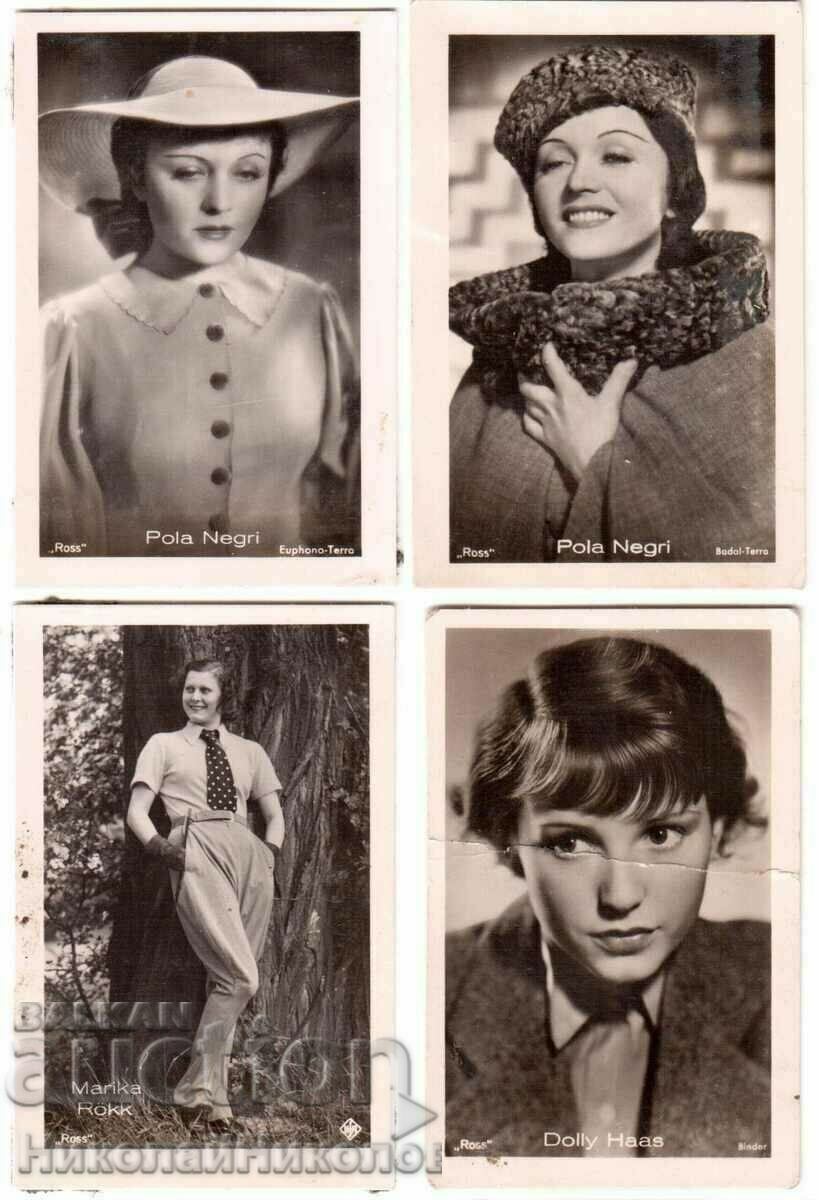 4x OLD MINI CARDS CINEMA FILM ACTOR ARTIST ACTRESS G734