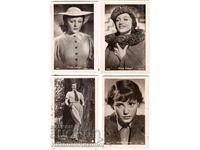 4x OLD MINI CARDS CINEMA FILM ACTOR ARTIST ACTRESS G734