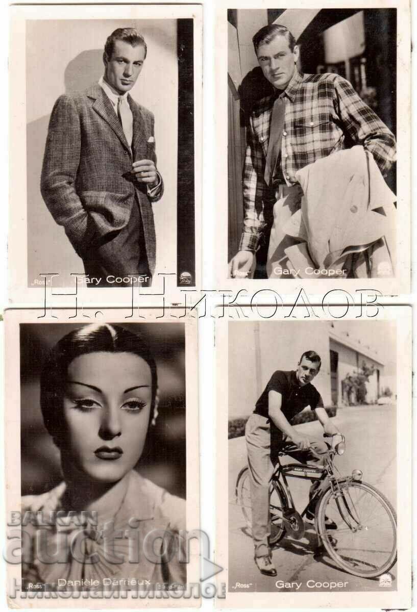 4x OLD MINI CARDS CINEMA FILM ACTOR ARTIST ACTRESS G739