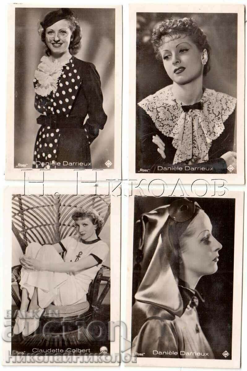 4x OLD MINI CARDS CINEMA FILM ACTOR ARTIST ACTRESS G740