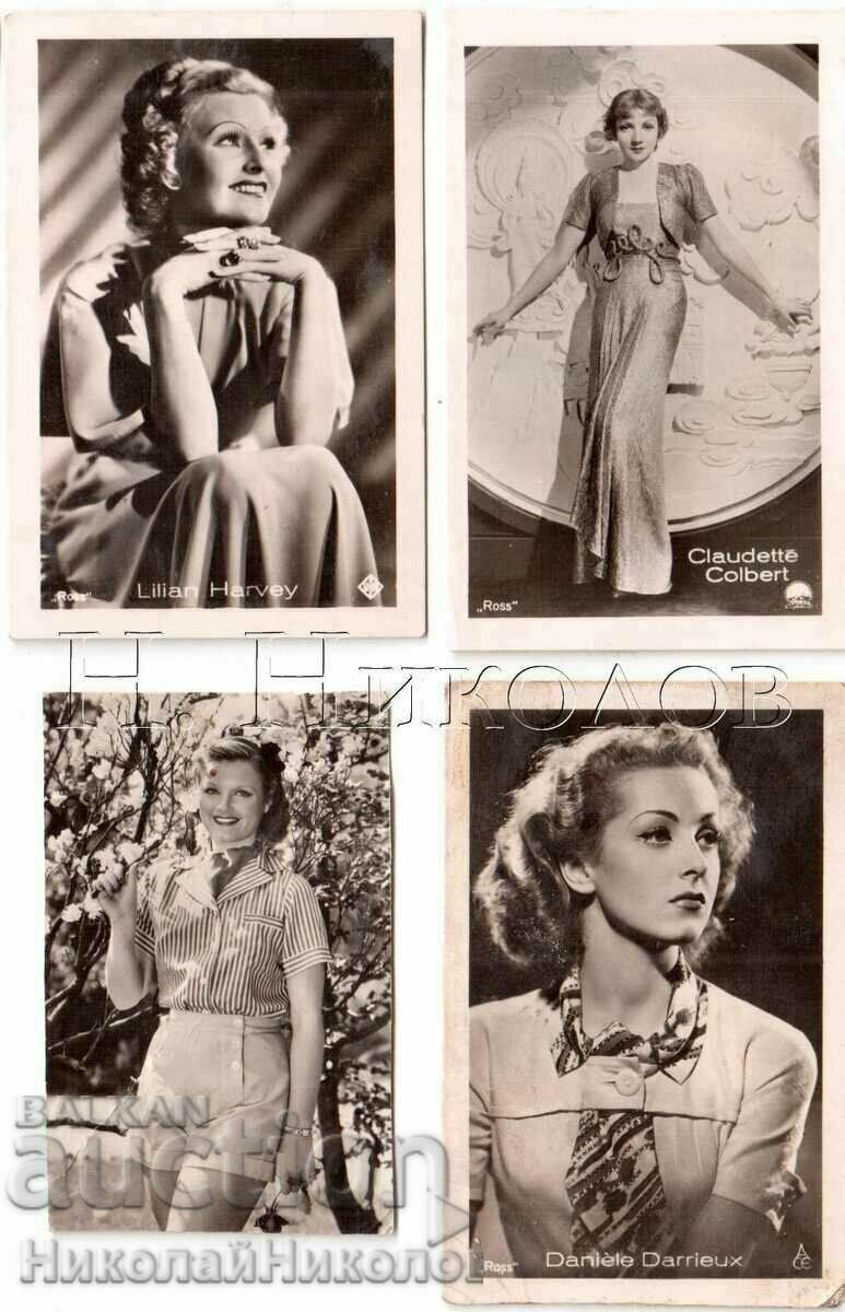 4x OLD MINI CARDS CINEMA FILM ACTOR ARTIST ACTRESS G742