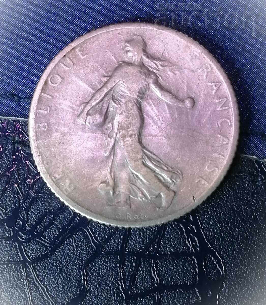 1 франк 1911 год.  , Франция ,  Сребро.