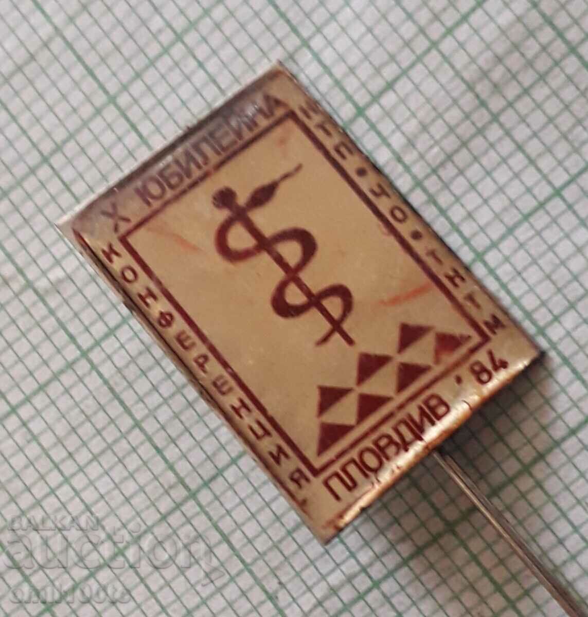 Badge - 10th anniversary conference NTP CH TNTM Plovdiv 84 with price 2.00 BGN | € 1.02 Badge - 10th anniversary conference NTP CH TNTM Plovdiv 84 with price 2.00 BGN | € 1.02