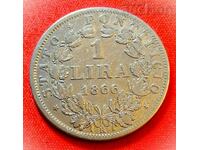 1 Lire 1866 R , Vatican , Pius IX  Silver