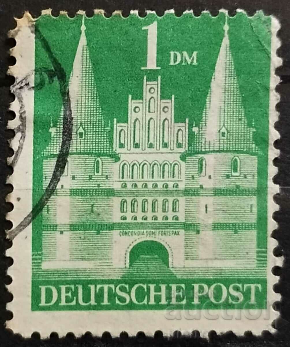 Използвана германска пощенска марка: американска и британс..