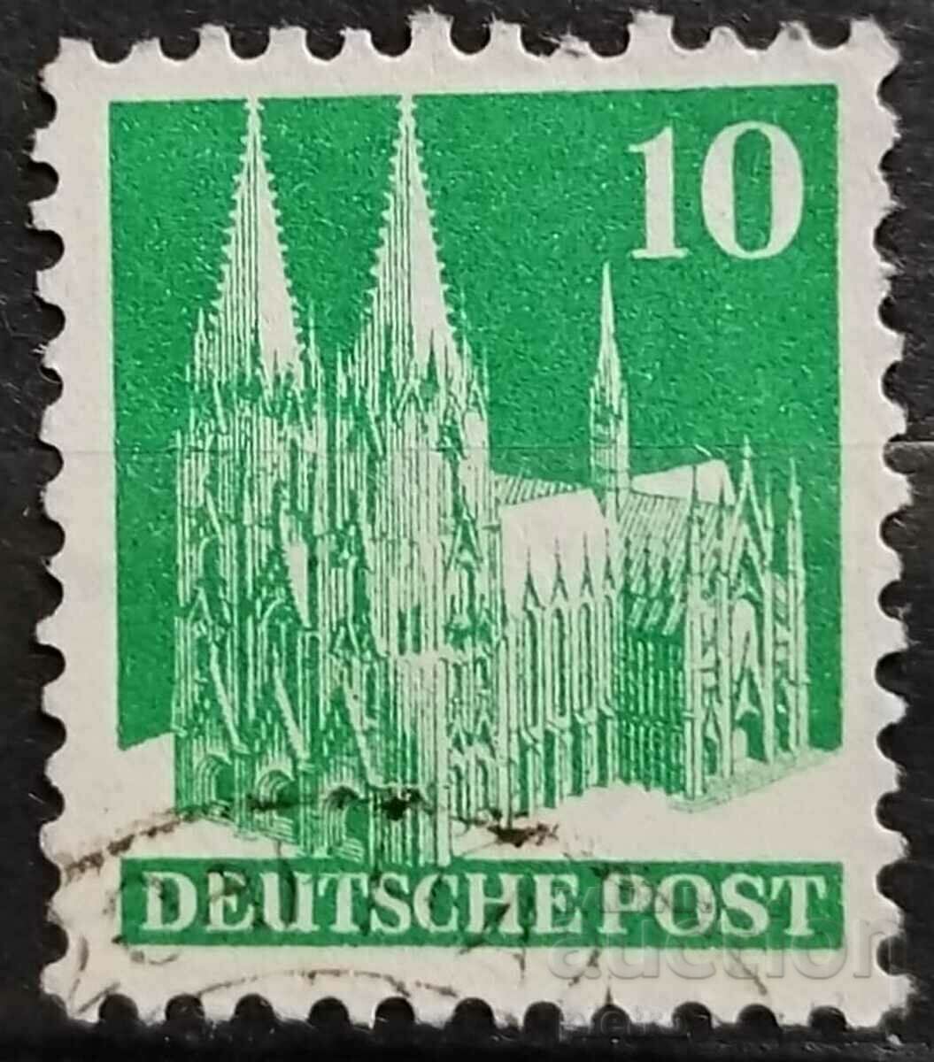 Χρησιμοποιείται γερμανικό γραμματόσημο: αμερικανικό και βρετανικό..