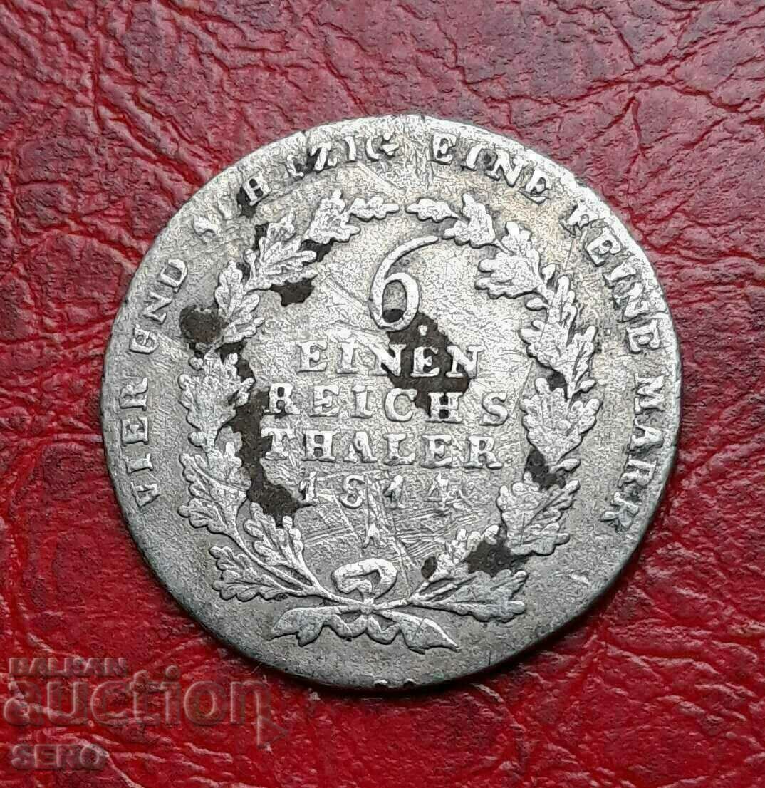 Germany-Prussia-1/6 thaler 1814