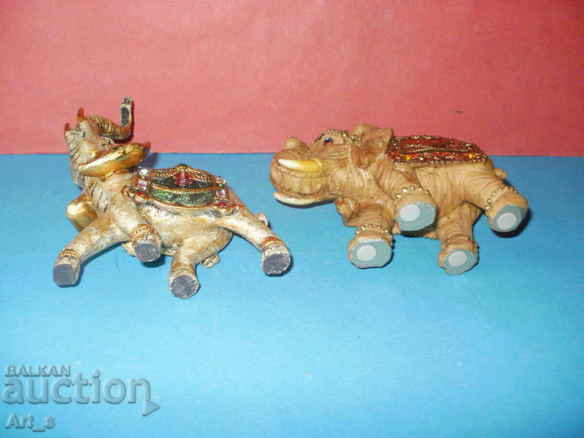 Lot de 2 elefanti decorati manual cu pietre colorate si ornamente - 6
