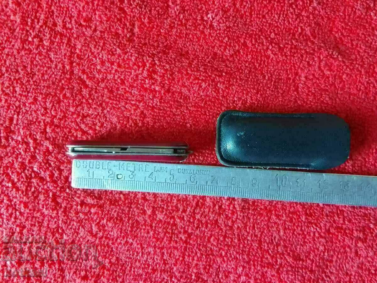 Cuțit vechi de buzunar mic, teacă din piele marcată - 5 Cuțit vechi de buzunar mic, teacă din piele marcată - 5
