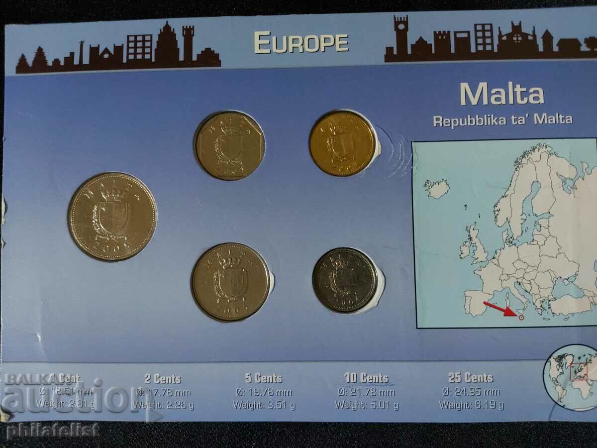 Malta - Complete set of 5 coins, 2001-2005 with price 22.00 BGN | € 11.25