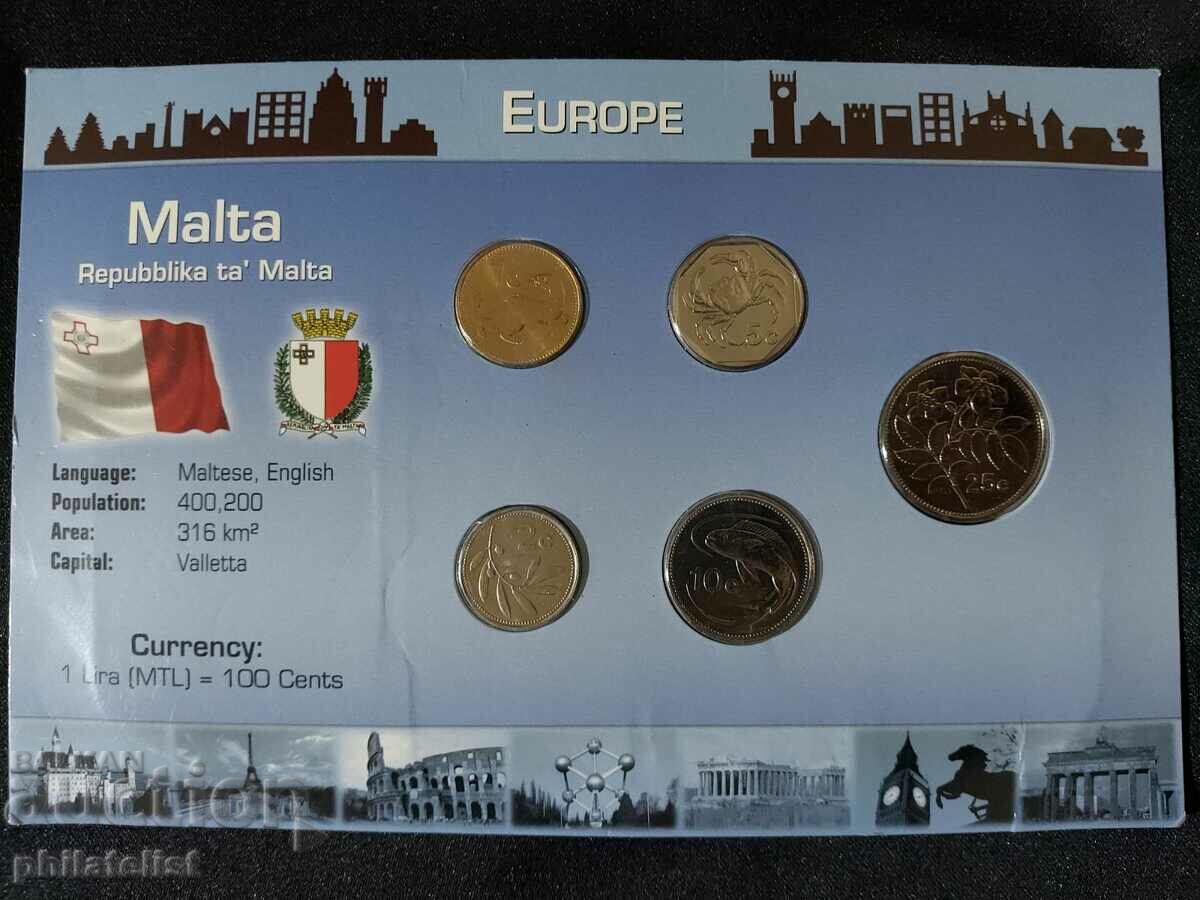 Malta - Complete set of 5 coins, 2001-2005