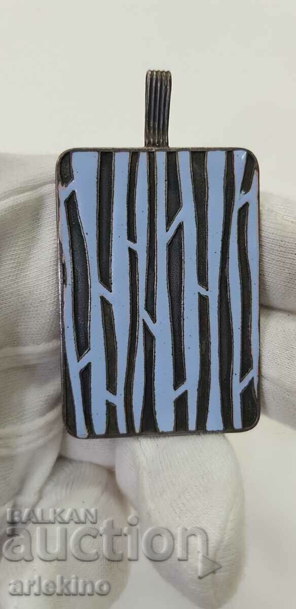 Russian USSR silver plated medallion is Art Deco enamel - 7 Russian USSR silver plated medallion is Art Deco enamel - 7