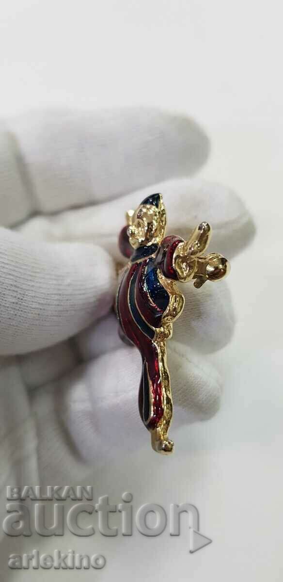 Auction Beautiful VINTAGE brooch with enamel - clown - Europe Auction Beautiful VINTAGE brooch with enamel - clown - Europe