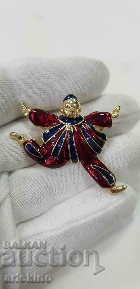 Beautiful VINTAGE brooch with enamel - clown - Europe Beautiful VINTAGE brooch with enamel - clown - Europe